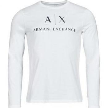 Armani Exchange Herren Langarmshirt Rundhals mit Logo aus Baumwolle