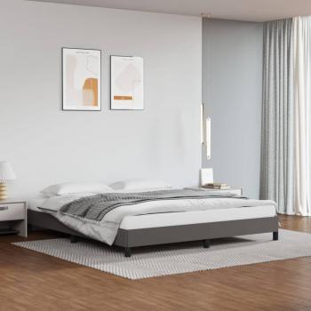 Cama de piel sintética gris 200x200 cm