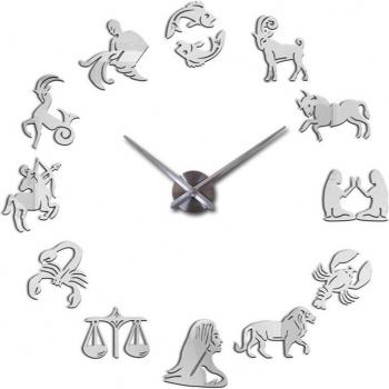 Grande horloge murale moderne avec miroir numérique et décor acrylique