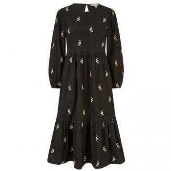 Cotton Garden Black Midi Dress