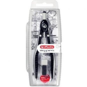 Herlitz 11122322 Quick Adjustment Compass my.pen with Backup Leads and Ability to Enhance Lead Sharpening (Black/Grey)