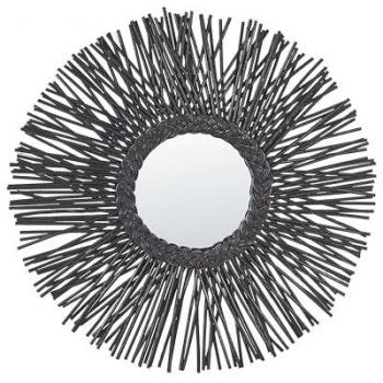 Miroir mural rond moderne en rotin tressé nature Ø 60 cm noir Kalasin