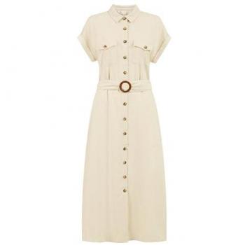 Robe Yumi aspect lin avec ceinture en bois taille 44