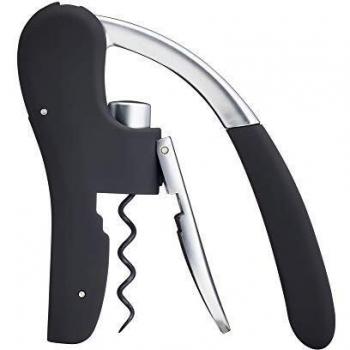 BarCraft Deluxe Corkscrew Wine Opener with Built In Foil Cutter, Silver