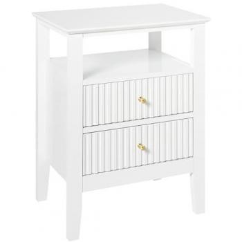 White MDF Bedside Table with Gold Handle and 1 Shelf