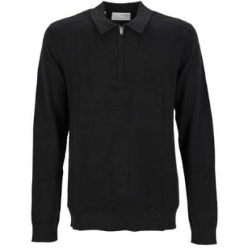 Medium Black Long‑Sleeve Polo by Selected Berg for Men