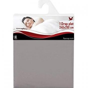 Drap plat uni gris 240 x 290 cm