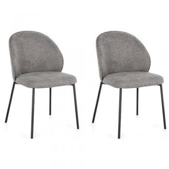 Chaises Bizzotto Wendy en Métal Noir et Tissu Gris Foncé