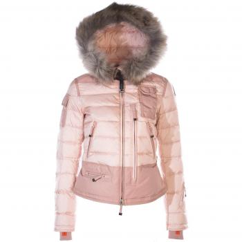 Parajumpers Damen‑Daunenjacke „Skimaster“ mit abnehmbaren Echtfell-Trim – Rosa, Größe L