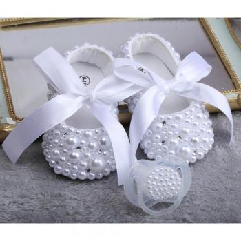 Handmade Pure White Pearl Shoes for Girls