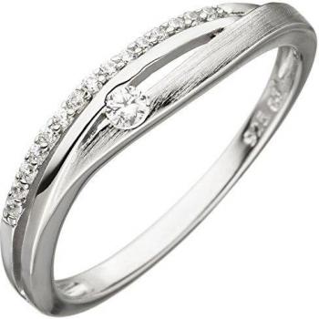 Zirkonienstrahl Ring JOBO – 925 Silber, Teilmatt, 64 mm