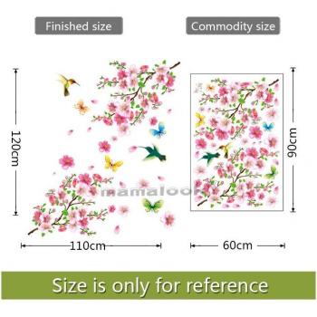 3D Pink Cherry Blossom Butterfly Vinyl Wall Art Decal