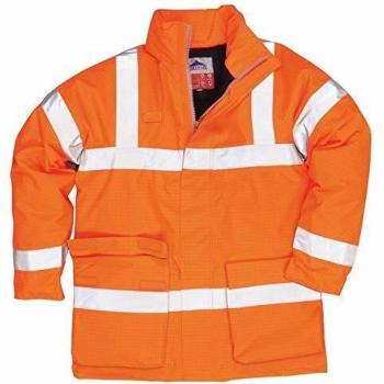 Portwest S778ORRXS Bizflame Rain Hi-Vis Antistatic FR Jacket, Regular, Size: X-Small, Orange