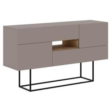 Buffet Calicosy 2 portes, 2 tiroirs, 1 niche L145 cm couleur marron avec pieds en métal