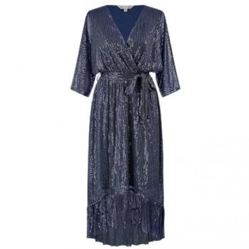 Yumi Yumi robe midi en sequins bleus EU 36