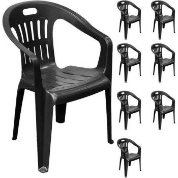 Mojawo 8er Stapelstuhl Anthrazit Kunststoff