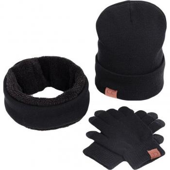 Trio Protector: Gorro de Lana, Bufanda Caliente y Guantes de Puntiado