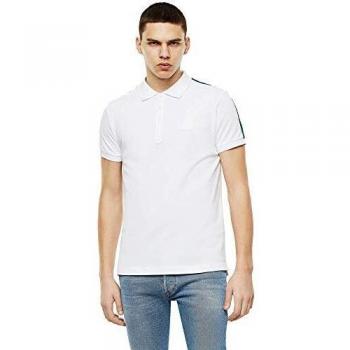 Polo Diesel Blanco Manga Corta T-RALFY-S1 con Franja Modelo 00SEEG 0MXZA