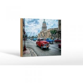 Vintage Auto Holzschild Cuba 18x12 cm