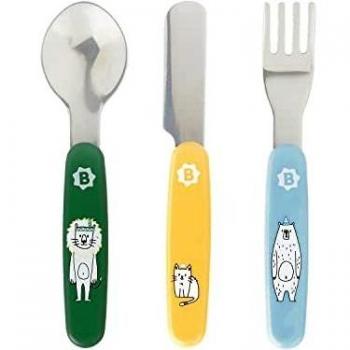 Badabulle 3-Piece Stainless Steel Cutlery for Toddlers 12 Months+