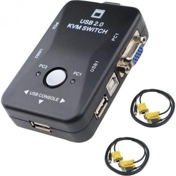 2-Port KVM Switch Box with USB and VGA