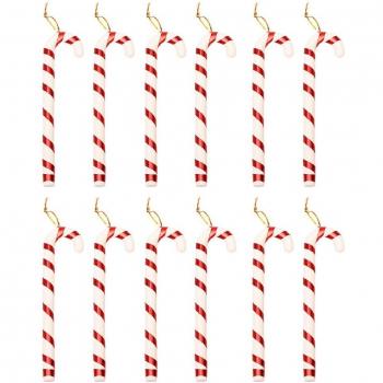 12 Red and White Candy Cane Christmas Tree Pendants