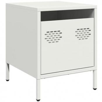 Aço VidaXL Mesa de Cabeceira 35x39x43,5 cm – Branco