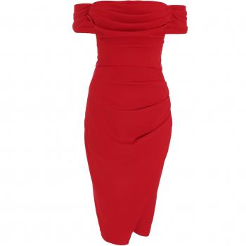 Red Bardot Midi Wrap Dress