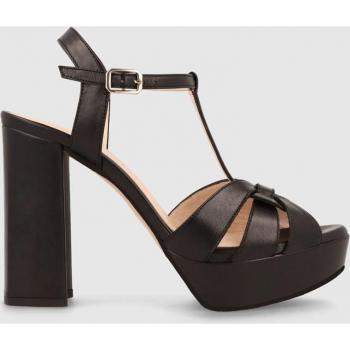 Sandalias Lodi de piel negra con plataforma y tiras entrelazadas