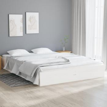 Vidaxl Bed Frame 140x190 cm White Solid Wood