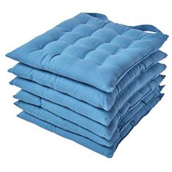 Plain Seat Cushion with Button Straps, 40 x 40cm, Set of 6