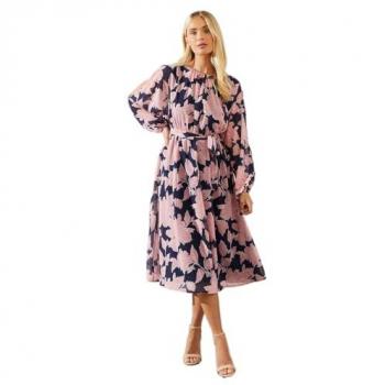 Petite Women's Navy Abstract Midi Dress