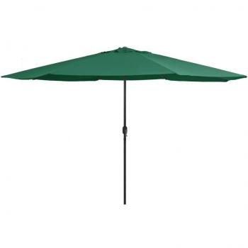 Ombrellone da Patio con Palo in Metallo 390 cm Verde