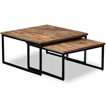 VidaXL Nesting Coffee Table Set 2 Pieces Solid Reclaimed Teak