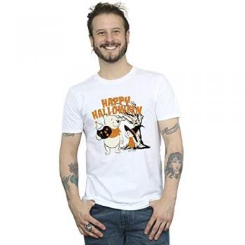 Herren T-Shirt Winnie Puuh und Ferkel für Halloween M weiß