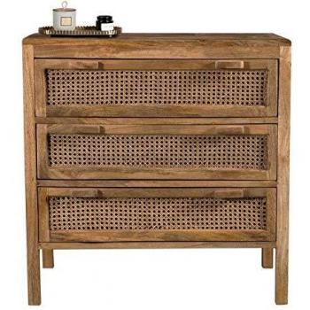 Cómoda Rendez-vous Déco de caña y madera con 3 cajones
