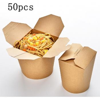50Pcs 16 Ounce Disposable Kraft Paper Food Buckets