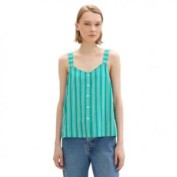 Tom Tailor Frauen Top – gestreift, grün, XS