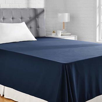 AmazonBasics Microfiber Sheet, Navy – 180 x 260 + 10 cm