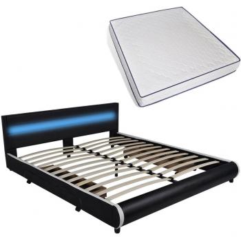 VidaXL Letto in Ecopelle con Testiera Illuminata e Materasso Memory 180 cm