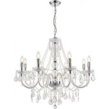 Suspension Clarence, 8 ampoules, finition chrome et acrylique