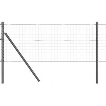 Postes para Cerca 7 Pcs, Gris, Acero Galvanizado, Altura 100 cm, Diámetro 32 mm