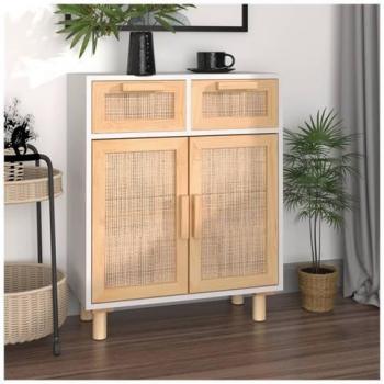 Scaffale Bianco Rattan Pino 60x30x75