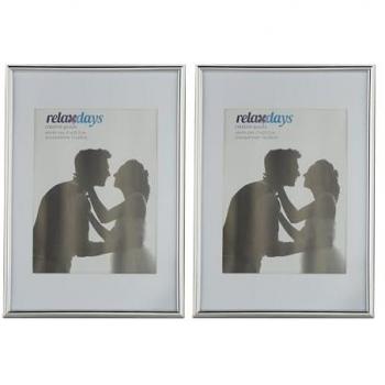 Set di Cornici 20x30 cm, Passe Partout 15x20 – Ritaglio Vetro – Design Argento – Relaxdays
