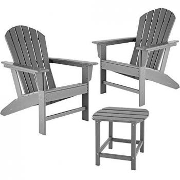 Tectake Set di 2 sedie da giardino Janis con tavolino in effetto legno