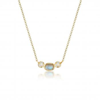 Elli Stilvolle Halskette mit Labradorit und Mondstein in Gold