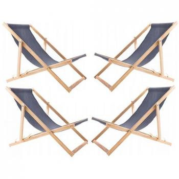 Hêtre & Bois Gris Woodok 4 Chaises Longues