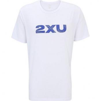 Contender Men's Tee, 2XU, Small, White/Scatter