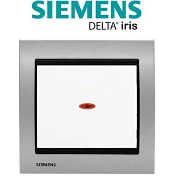Interrupteur Delta Iris Lumineux Blanc avec Plaque Métal Alu Silver de Siemens