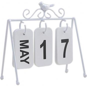 Calendrier à rabat avec motif oiseau en fer forgé